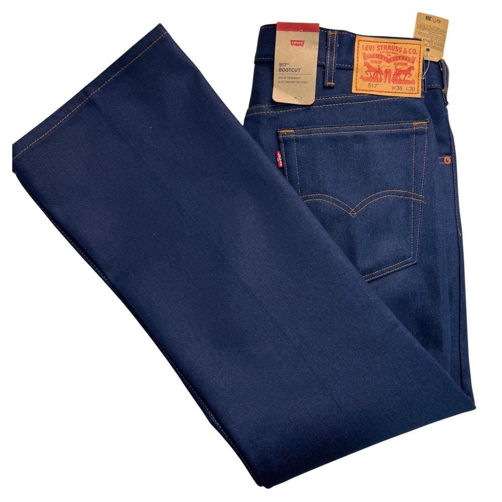 Levis 517 Bootcut Jeans Mens 36x30 Navy Blue Slim Fit Western  NWT